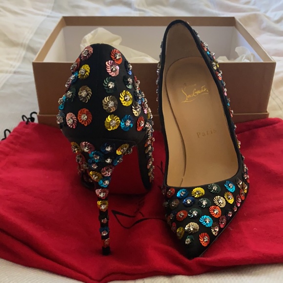 Christian Louboutins colourful sequin 120mm satin - Picture 4 of 11
